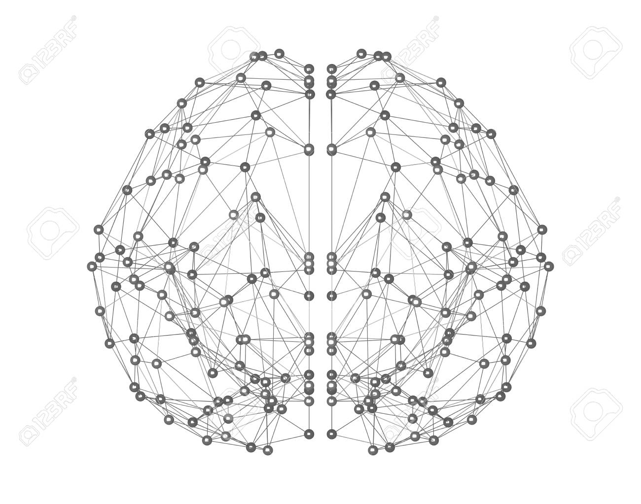 Human brain icon isolated on white background in the form of artificial intelligence for computer digital technology concept, 3d abstract illustration